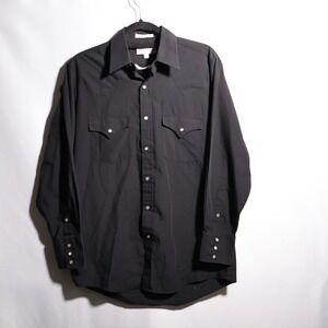 VTG Sheplers Western Shirt Long Sleeve Mens‎ Small Black Texas Longhorns Button